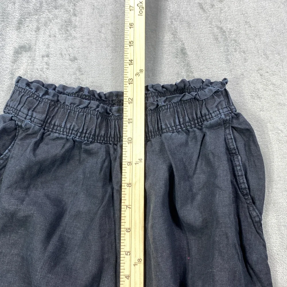 H&M Linen Blend Pants Womens XS Black Wide Leg Pull On Lagenlook Minimalist Chic